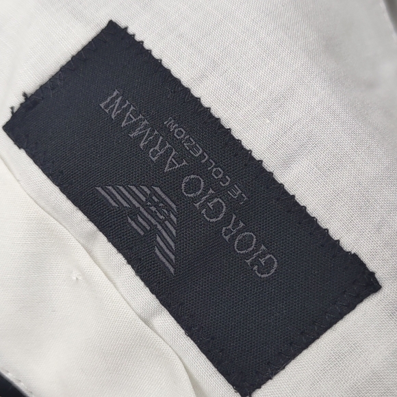 GIORGIO ARMANI COLLEZIONI MEN'S FLAT FRONT PIN STRIPE SILVER GREY LUXURY TROUSER - Picture 15 of 17